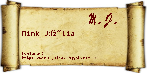 Mink Júlia névjegykártya