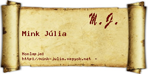 Mink Júlia névjegykártya